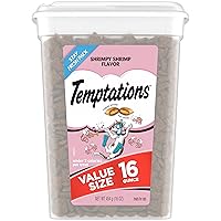 TEMPTATIONS Classic Crunchy and Soft Cat Treats Shrimpy Shrimp Flavor, 16 oz. Tub