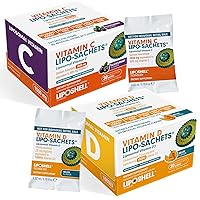 Lipo-Sachets Liposomal Vitamin C 1000mg Blackcurrant Flavor & Vitamin D3 1000IU - 60 High Potency Liquid Gel Packets - High Absorption Vitamin C and D3 for Immune Support