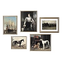 Vintage English Farmhouse or Cottage Wall Art Decor - Set of 5 Prints // Man Cave or Cabin Office Decor Prints // English Manor Hunt Club Paintings // Equestrian Art // Gift for Him (11x14 , 9x12 ,