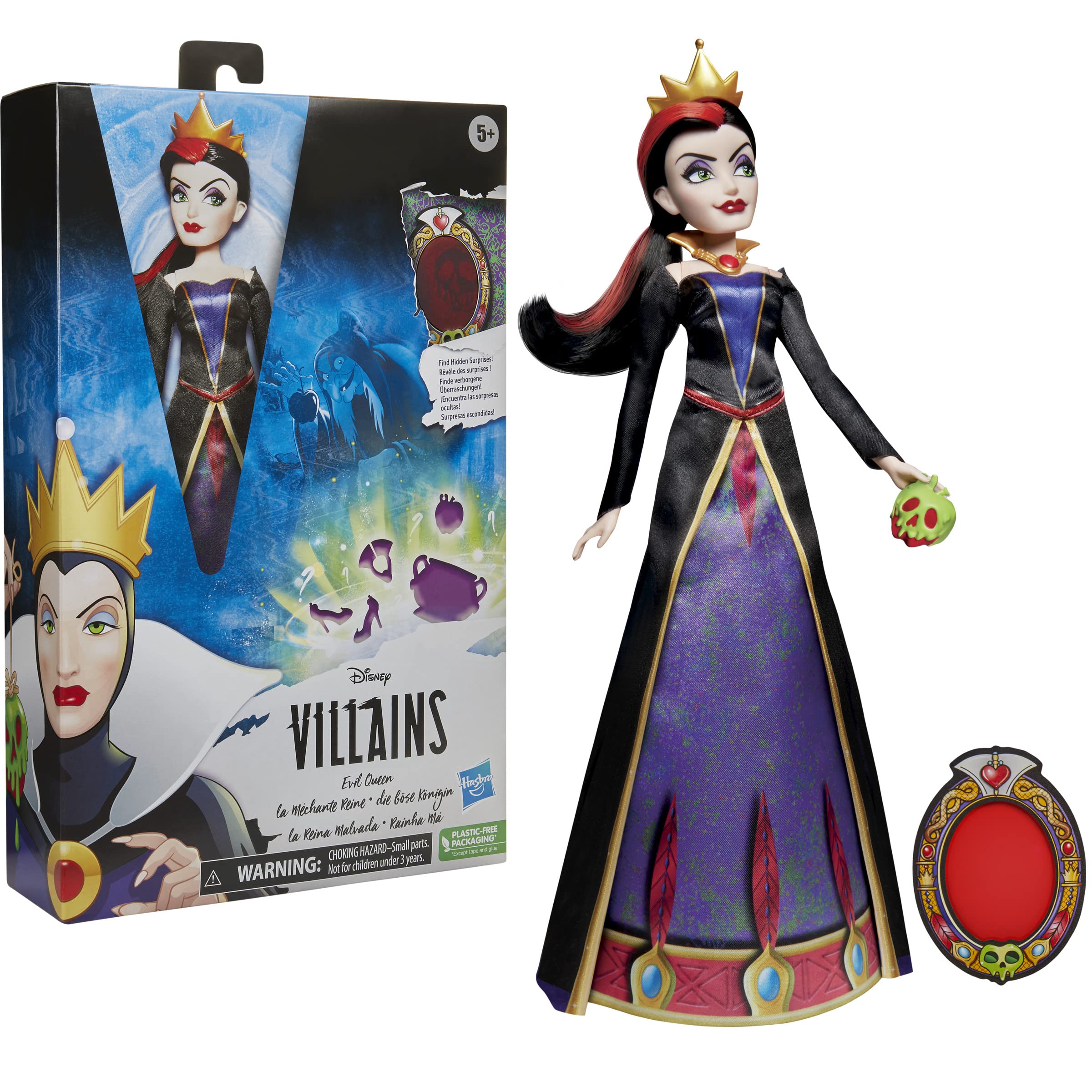 Disney Villains Evil Queen Fashion Doll, Accessories and Removable Clothes, Disney Villains Toy for Kids 5 Years Old and Up