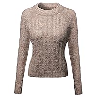 Women's Crew Neck Cable Knit Sweater