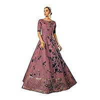 Eye Catching Shibori Embroidered Cotton Anarkali ready to wear Long designer Gown for women (2446)