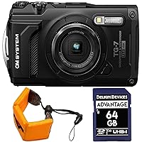 OM SYSTEM Tough TG-7 Black Underwater Camera, Waterproof, Freeze Proof, High Resolution Bright, 4K Video 44x Macro Shooting (Successor Olympus TG-6) with Pixel Advance Accessories & Travel Bundle