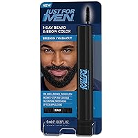 Just for Men 1-Day Beard & Brow Color, Temporary Color for Beard and Eyebrows, For a Fuller, Well-Defined Look, Up to 30 Applications, Black
