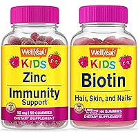 Zinc Kids 15mg + Biotin Kids, Gummies Bundle - Great Tasting, Vitamin Supplement, Gluten Free, GMO Free, Chewable Gummy