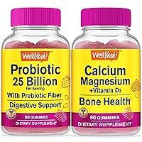Probiotics 25B + Prebiotics + Calcium + Magnesium + Vitamin D3, Gummies Bundle - Great Tasting, Vitamin Supplement, Gluten Free, GMO Free, Chewable Gummy