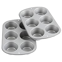 Wilton Recipe Right Non-Stick 6 Cup Jumbo Muffin Pan, 2 count (Pack of 1)