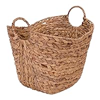 Household Essentials ML-4002 Tall Water Hyacinth Wicker Basket with Handles | Natural, Brown, Natural