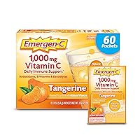 1000mg Vitamin C Powder, with Antioxidants, B Vitamins and Electrolytes, Vitamin C Supplements for Immune Support, Caffeine Free Drink Mix, Tangerine Flavor - 60 Count/2 Month Supply