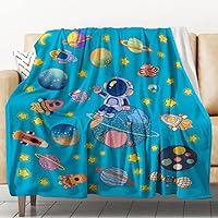 Outer Space Blanket Space Kids Blanket and Throw Blue Starry Astronaut Rocket Blanket for Toddler Baby Solar System Blanket Gifts for Boys Soft Planet Galaxy Daycare Blanket 40x50 Inch