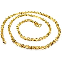 Classic Chain 22k 23k 24k Thai Baht Yellow Gold GP Necklace 24 Inch 4 mm 30 Grams Jewelry Women,Men,