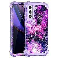Rancase for Galaxy S21 Plus 5G Case,Three Layer Heavy Duty Shockproof Protection Hard Plastic Bumper +Soft Silicone Rubber Protective Case for Samsung Galaxy S21 Plus 5G,Shiny in Dark-All Purple