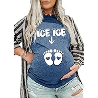 Ice Ice Baby Pregnant Mom Shirt Pregnancy T-Shirts Mother's Day Tees Funny Letters Print Short Sleeve Casual Tops