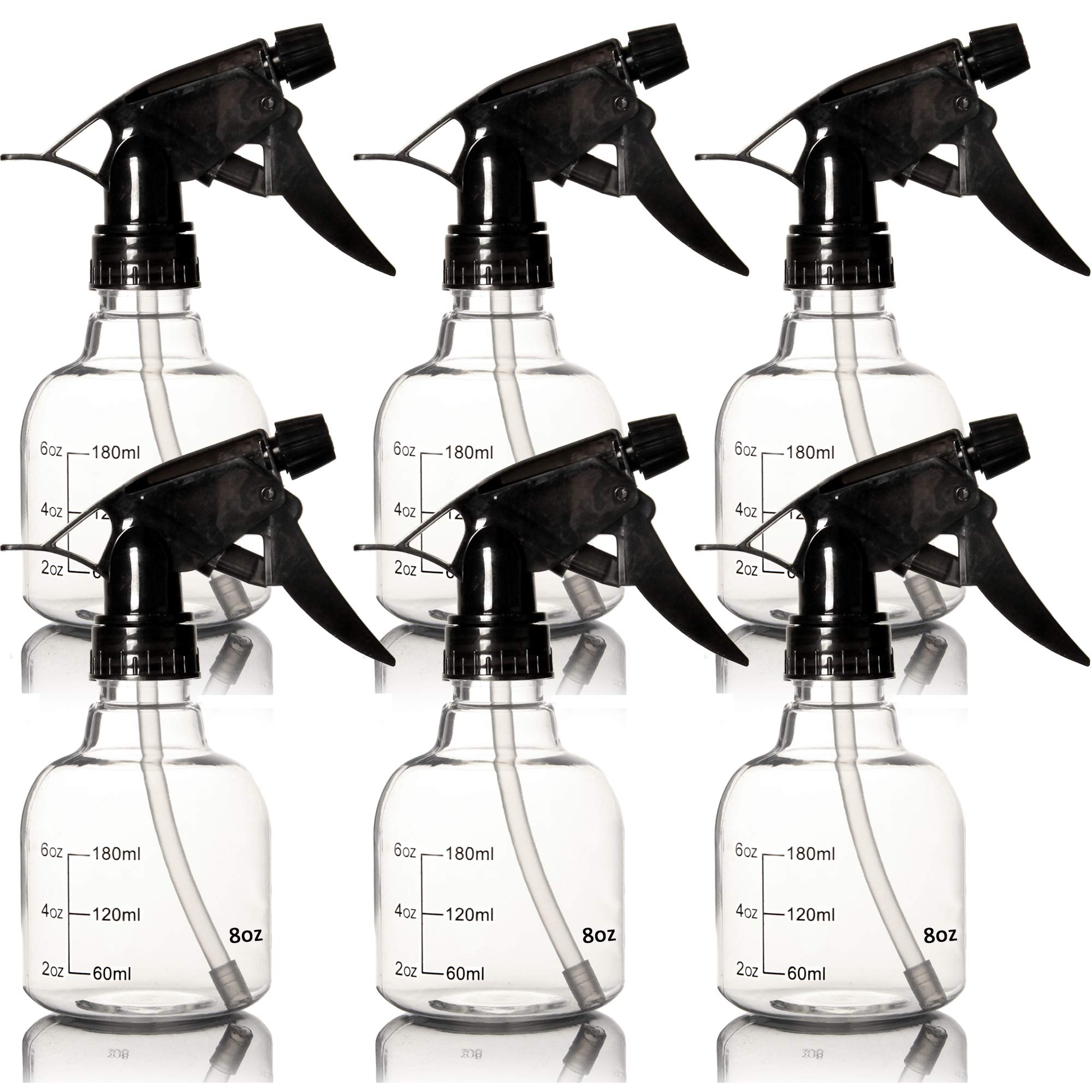 Youngever 6 Pack Empty Plastic Spray Bottles, Spray Bottles for Hair and Cleaning Solutions (8 Ounce)