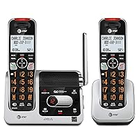 BL102-2 DECT 6.0 2-Handset Cordless Phone for Home with Answering Machine, Call Blocking, Caller ID Announcer, Audio Assist, Intercom, and Unsurpassed Range, Silver/Black