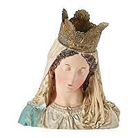 Creative Co-Op Hand-Painted Magnesia Vintage Reproduction Virgin Mary Bust with Removable Crown Decor, Multi Color