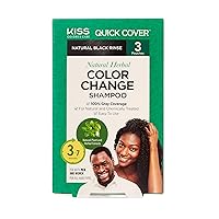 KISS Quick Cover Natural Herbal Color Change Shampoo 3 Pouches (1 PACK, Natural Black)