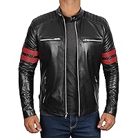 Genuine Black Leather Jacket Men - Real Lambskin Cafe Racer Style Casual Motorcycle Leather Jackets For Mens