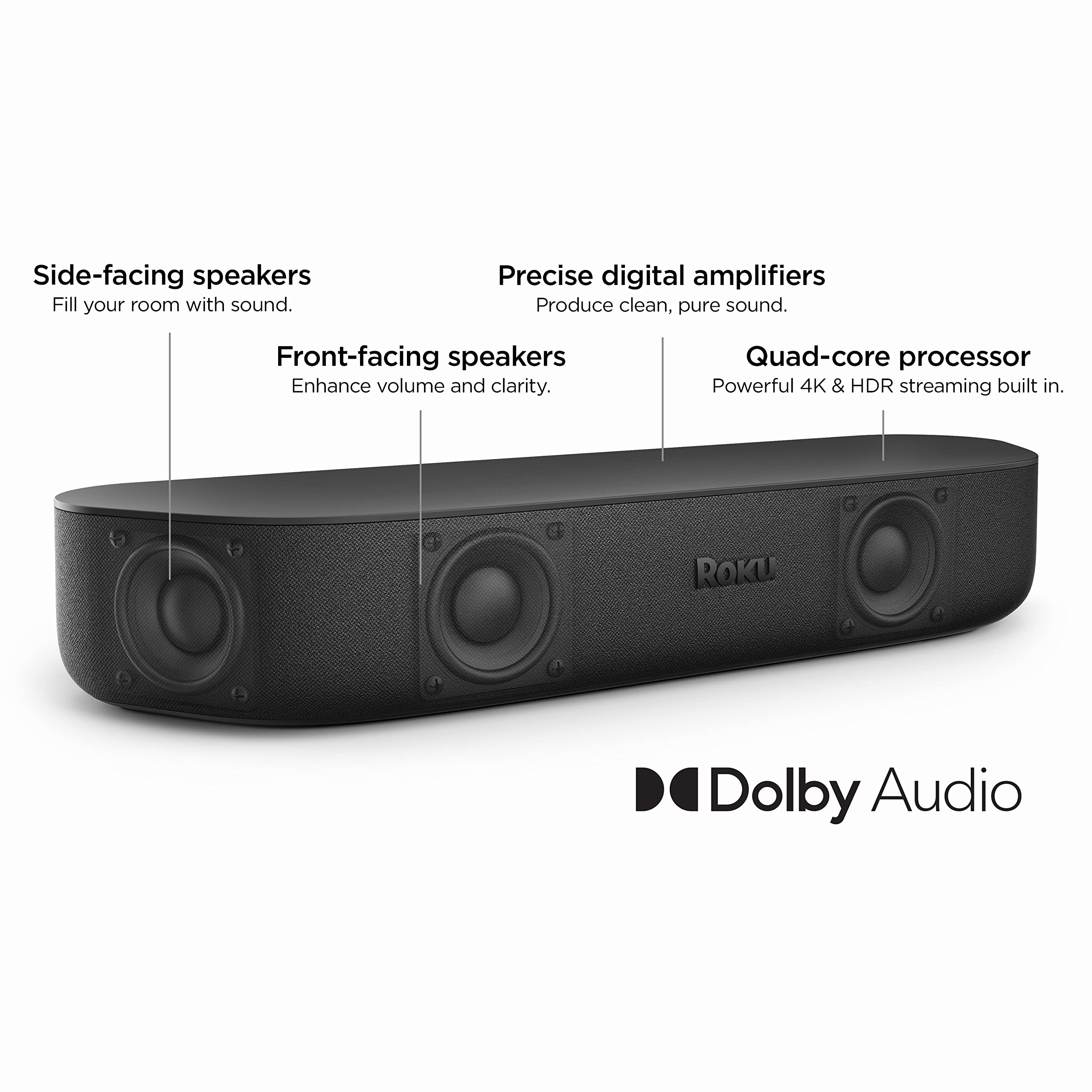 Roku Streambar & Roku Wireless Bass | 4K HDR Streaming Device & Premium Soundbar All in One, Wireless Subwoofer, Roku Voice Remote, Free & Live TV