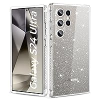MIODIK for Samsung Galaxy S24 Ultra Case, Built-in Camera Lens Protector, [Non-Yellowing] Clear Glitter Protective Shockproof Phone Case, Women Girls Cute Cover for S24 Ultra - Sparkle Clear