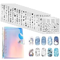KADS 21pcs Nail Stamp Plates set 20 plates Christmas Snowflakes Cute Animals+ 1 Laser Symphony storage bag Christmas Nails Art Stamping Plate Set Gift Butterfly Nature Leaves Image Design(Christmas 3)