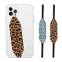 Universal Phone Grip Strap |Pack of 2| Reversible Phone Hand Strap for Phone Cases as Phone Loop Holder| Secure Handling by Comfortable Phone Strap - Blue & Gold Cheetah