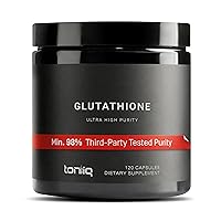 Ultra High Strength Glutathione Capsules - 1000mg Concentrated Formula - 98%+ Highly Purified and Bioavailable - Non-GMO Fermentation - 120 Capsules Reduced Glutathione Supplement - Third Party Tested