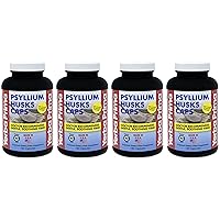 Yerba Prima Psyllium Husks Caps - 180 caps (Pack of 4) - Natural Fiber Supplement - Non-GMO Gluten Free