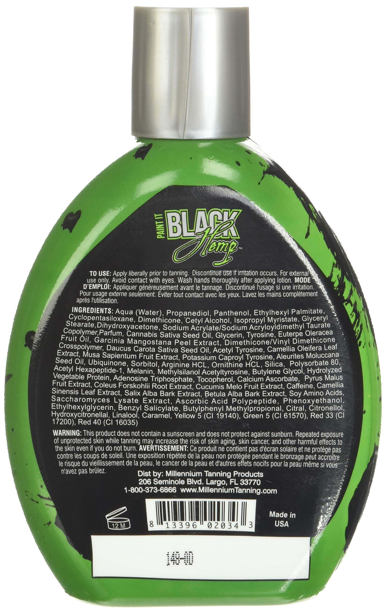Millennium Tanning Products - Paint It Black Hemp Bronzer & Dark Tanning Lotion - 13.5 Ounce
