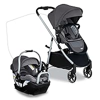 Willow Grove SC Baby Travel System, Infant Car Seat and Stroller Combo with Alpine Base, ClickTight Technology, SafeWash, Pindot Stone