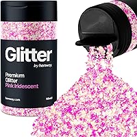 Hemway Chunky Glitter 105g/3.7oz Mixed Craft Glitter Powder Sequin Metallic Flakes for Nail Art Body Face Eye Hair Festival, Epoxy Resin Tumblers Crafts, Party Decor - Pink Iridescent Mix