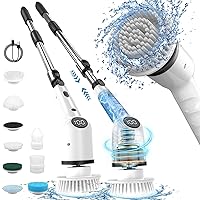 Electric Spin Scrubber, IMAXTOP Cordless Cleaning Brush with 8 Replaceable Brush Heads, Bathroom Scrubber with Adjustable & Detachable Handle Shower Cleaner for Bathroom,Tub,Kitchen Window (Black)