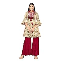 Indian Kurti for Womens With Palazzo | Rayon Embroidered Dress Kurtis Kurta For Women Tops