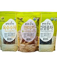 Organic Roasted Grain Tea Trio - Organic Brown Rice, Organic Black Bean & Organic Corn Tea - USDA & CCOF Certified Organic