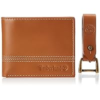 Timberland Men's Leather Slimfold Wallet with Matching Fob Gift Set
