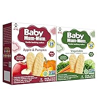Hot-Kid Baby Mum-Mum Rice Rusks, 2 Flavor Variety Pack, 24 Pieces (Pack of 4) 2 Each: Apple & Pumpkin, Vegetable Gluten Free, Allergen Free, Non-GMO, Rice Teether Cookie