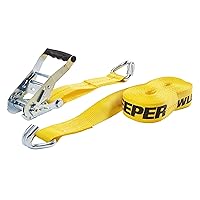 KEEPER 04622 Heavy Duty 27' x 2'' Ratcheting Tie Down, 10,000 lbs Rated Capacity with Double J-Hooks, yellow, 