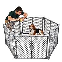 North States MyPet Petyard 6-Panel Pet Enclosure: Made in USA, Create A Safe Play Area for Your Pet Anywhere. Freestanding 18.5 Sq. Ft. Enclosure (26
