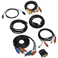 Pyle 7 Piece HDTV Audio System, Component Video Audio Cable Kit for Plasma, DVD Player HDMI Cable, LCD LED DLP and Audio Players - HDMI to SVideo, SVideo Cable and HDMI to DVI Adapter,PHDMIKT1