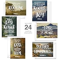 Canopy Street Beautiful Scenery Sympathy Cards / 24 Comforting Bible Verse Cards With Envelopes / 6 Serene Religious Condolence Card Designs / 4 5/8