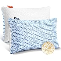 Pillows Queen Size Set of 2, Queen Pillows 2 Pack for Bed Shredded Memory Foam Pillows Adjustable, Cooling Pillow Soft and Supportive for Side Back Stomach Sleepers