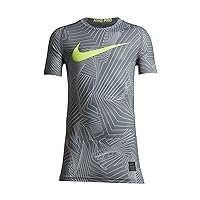 Nike Kids Boy's Pro Short Sleeve Printed Training Top (Little Kids/Big Kids) Cool Grey SM (8 Big Kids)