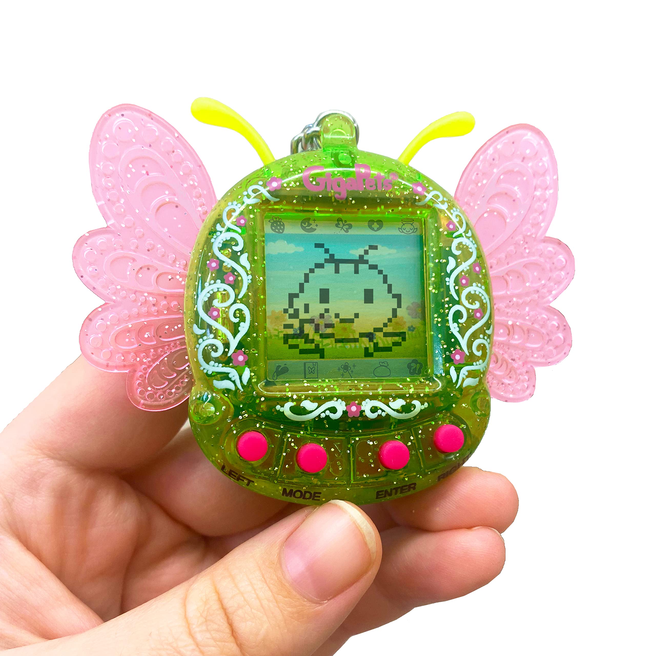 Giga Pets Pixie Virtual Pet Electronic Toy (Green), Upgraded Nostalgic 90s Toy, 8 Different Pixie Evolutions, Collect Elements, Cast Spells, Craft Potions, for Kids of All Ages
