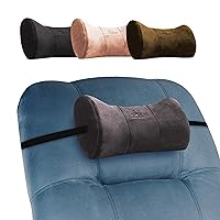 Neck Pillow Headrest Support Cushion - Clinical Grade Memory Foam for Chairs, Recliners, Driving Bucket Seats (Plush Velvet, Gray)