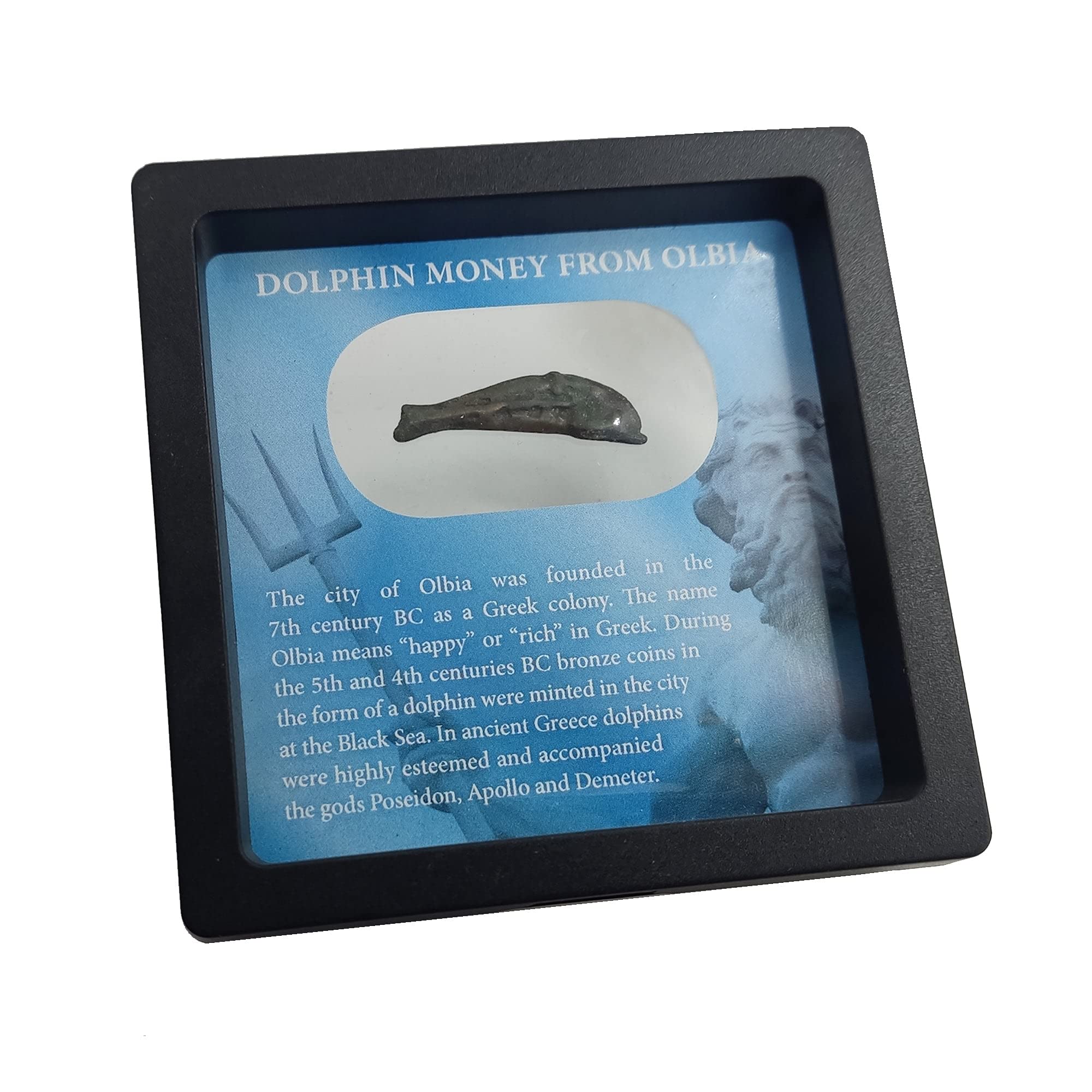IMPACTO COLECCIONABLES Original Dolphin Greek Coin in a Coin Display Frame - Rare Coin Issued Between 5th-4th Century BC