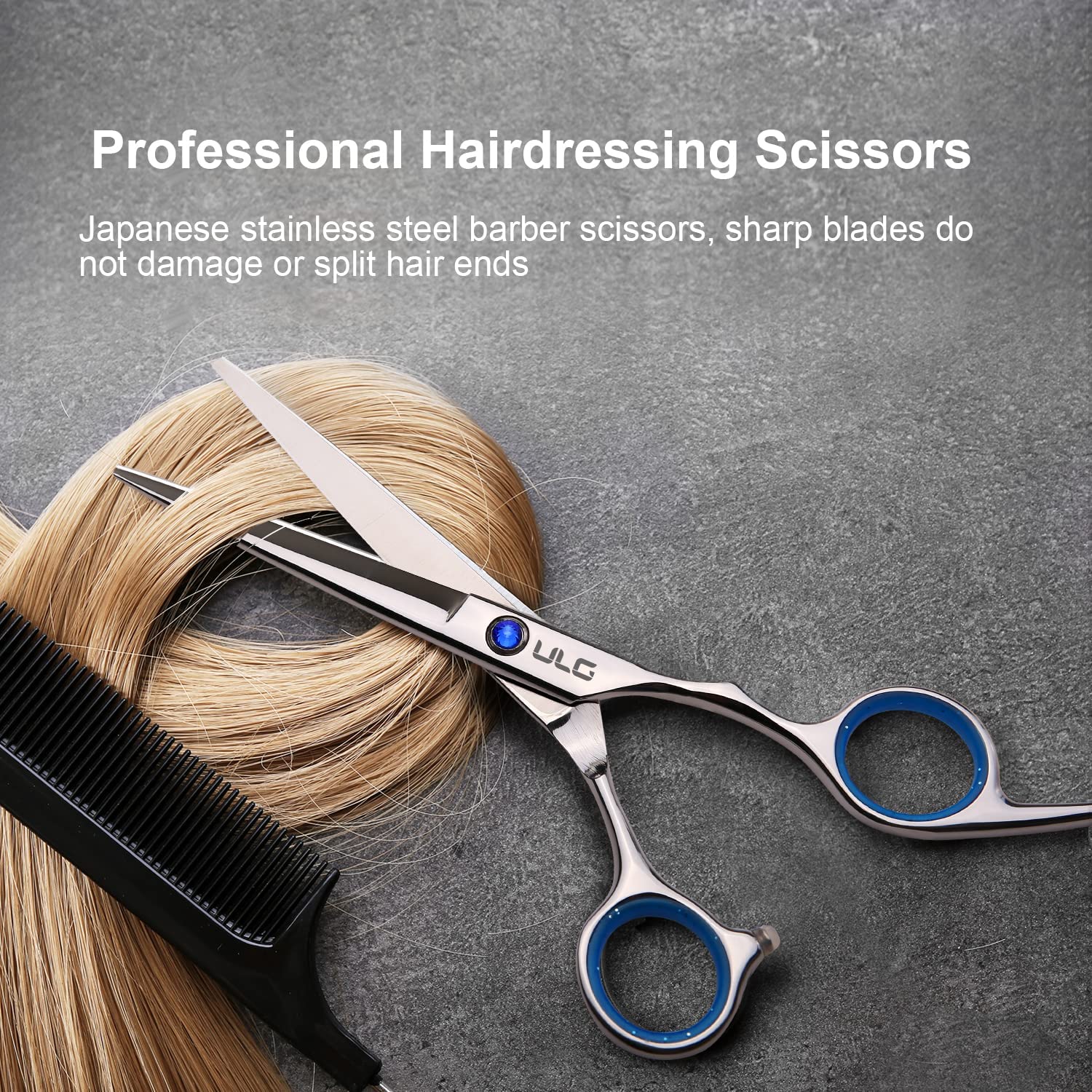 Hair Cutting Scissors Shears Professional Barber ULG 6.5 inch Hairdressing Regular Scissor Salon Razor Edge Hair Cutting Shear Japanese Stainless Steel with Detachable Finger Inserts