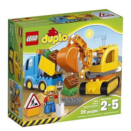 LEGO DUPLO Town Truck & Tracked Excavator 10812 Dump Truck and Excavator Kids Construction Toy with DUPLO Construction Worker Figures (26 Pieces)