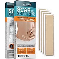 NUVADERMIS Silicone Scar Sheets - Extra Long Scar Sheets for C-Section, Tummy Tuck, Keloid, and Surgical Scars - Reusable Medical Grade Silicone Scar Sheets - Pack of 4 - Light Tone