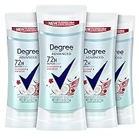 Degree Antiperspirant Deodorant 72-Hour Sweat & Odor Protection Coconut & Hibiscus Deodorant for Women with MotionSense Technology 2.6 oz, Pack of 4