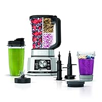 SS351 Foodi Power Blender & Processor System 1400 WP Smoothie Bowl Maker & Nutrient Extractor* 6 Functions for Bowls, Spreads, Dough & More, smartTORQUE, 72-oz.** Pitcher & To-Go Cups, Silver
